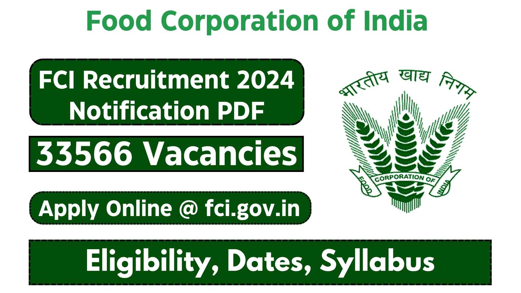 FCI Recruitment 2024 Notification PDF