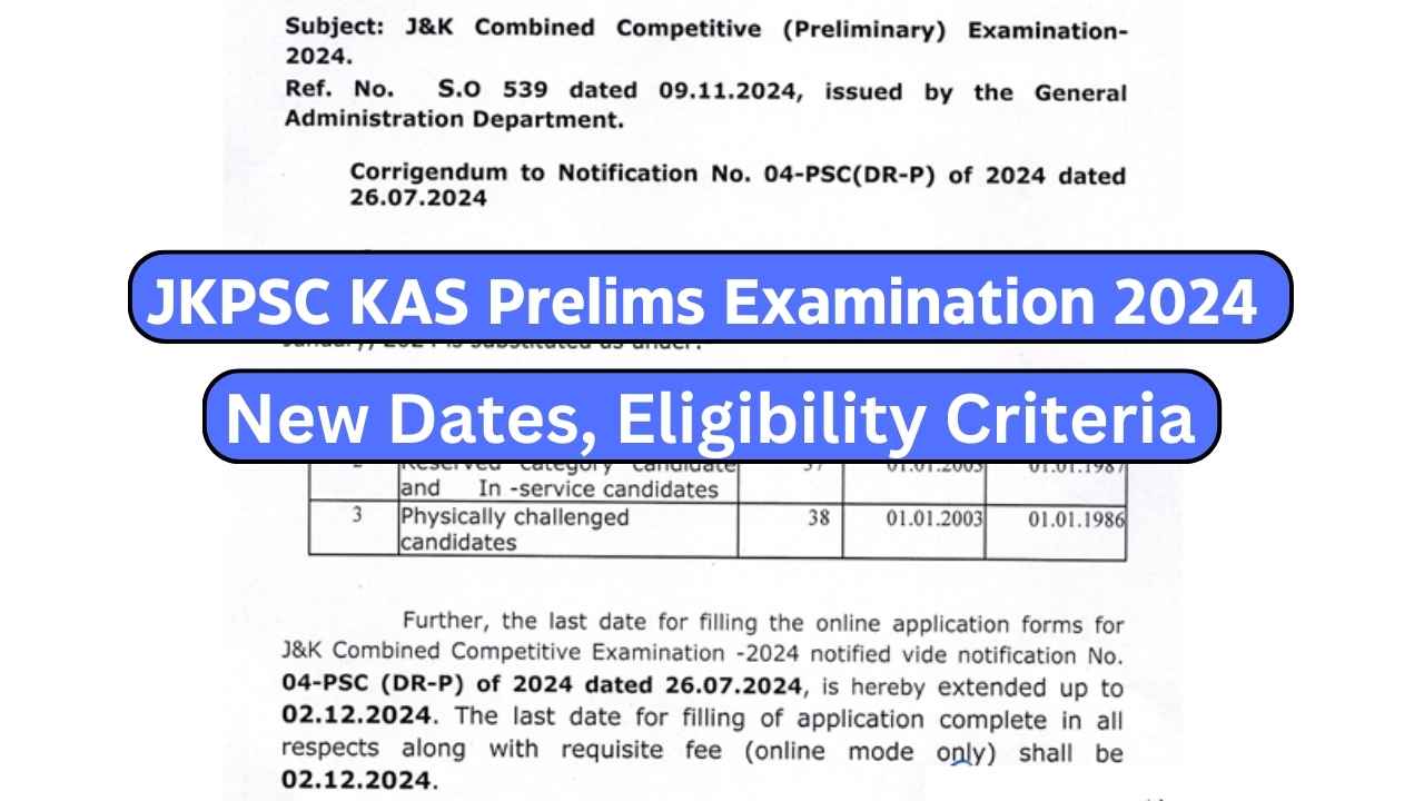 JKPSC KAS Prelims Examination 2024