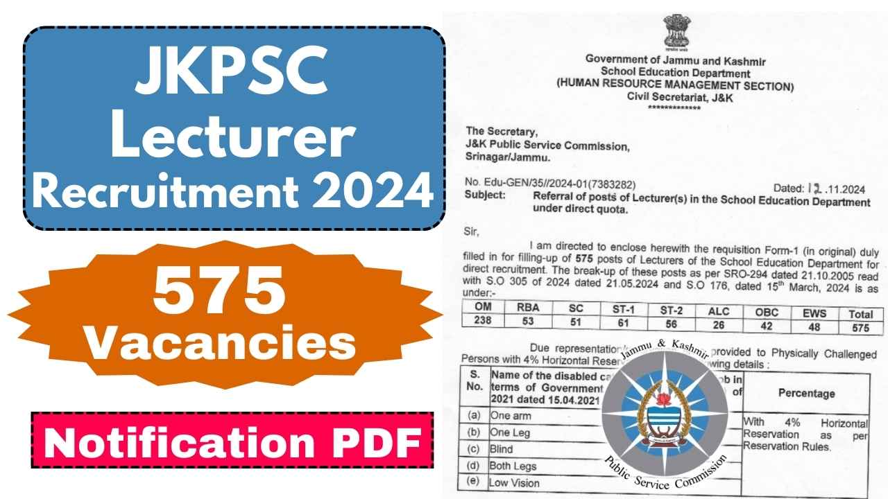 JKPSC Lecturer Recruitment 2024